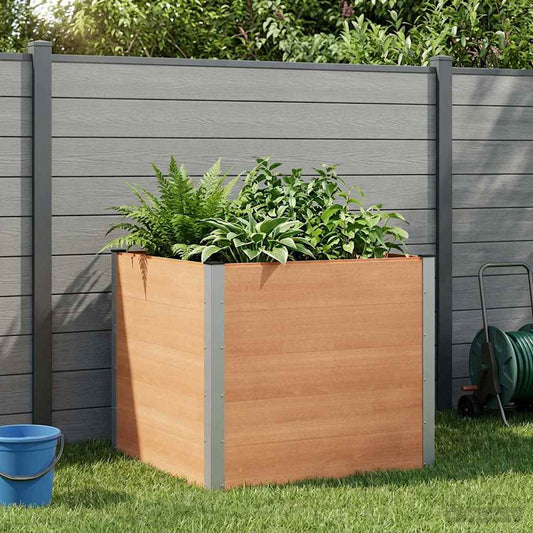 Garden Raised Bed Brown 100 x 100 x 91 cm WPC and Aluminium