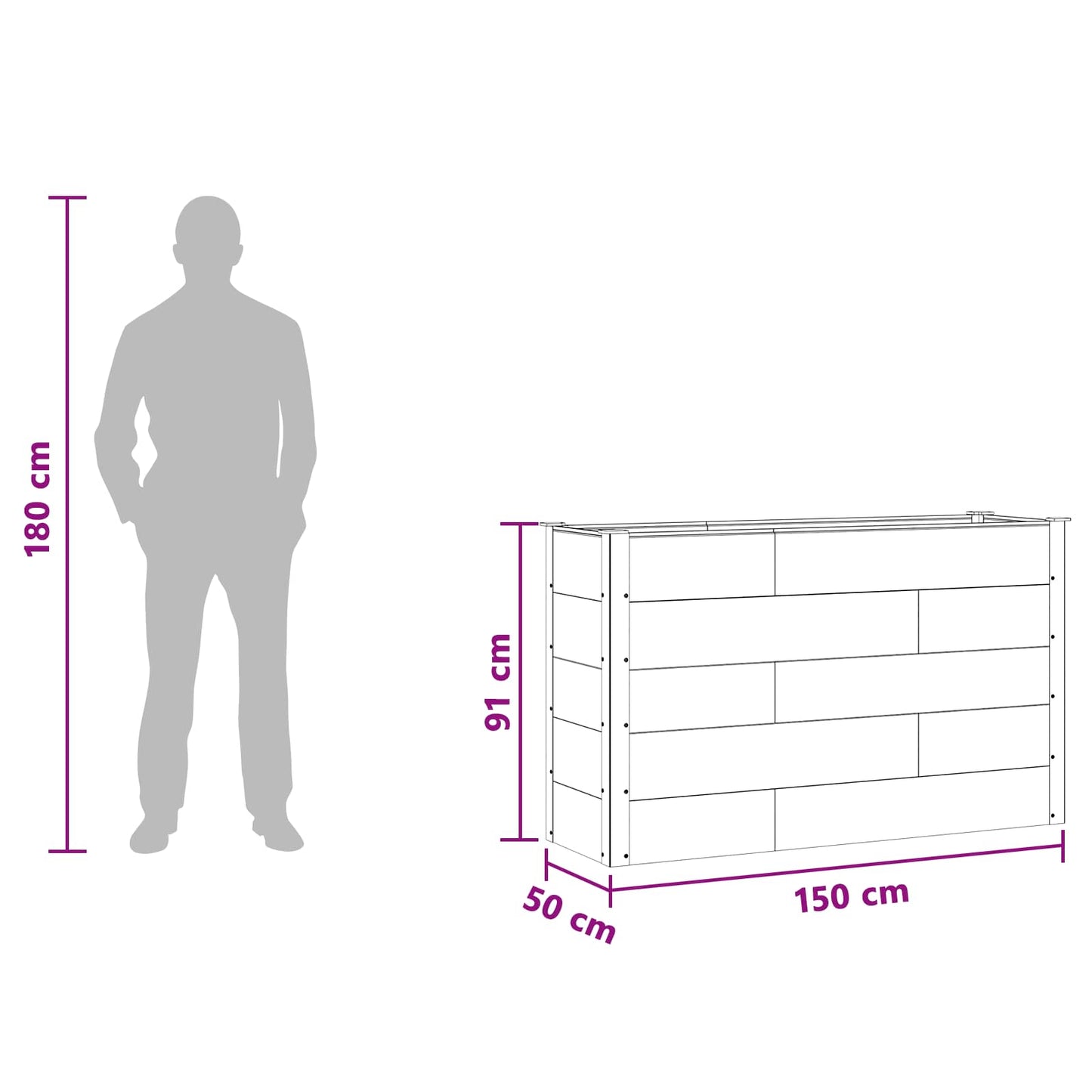 Garden Raised Bed Brown 150 x 50 x 91 cm