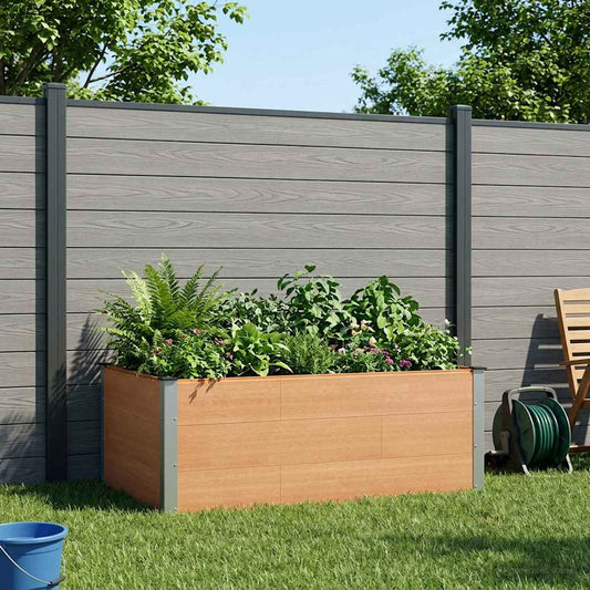Garden Raised Bed Brown 150 x 100 x 54 cm WPC and Aluminium