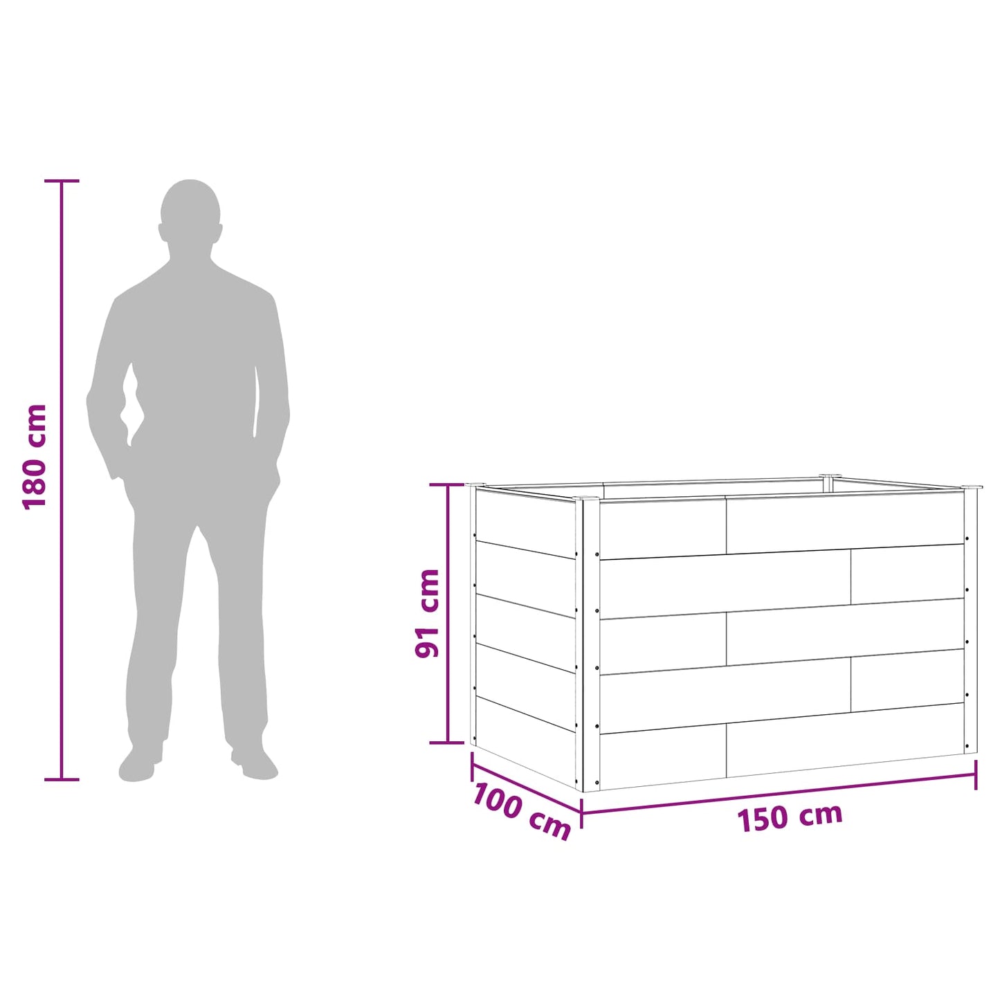Garden Raised Bed Brown 150 x 100 x 91 cm
