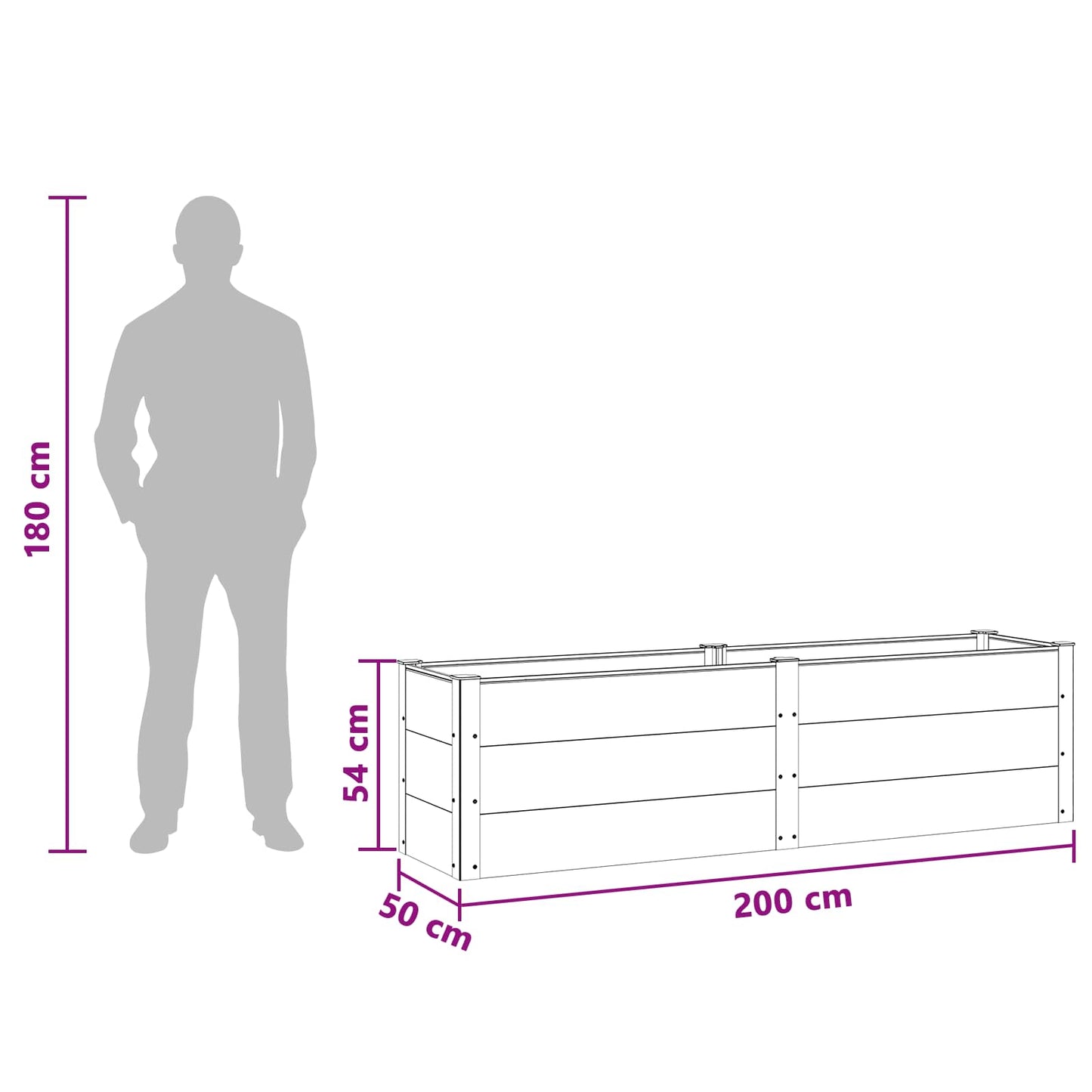 Garden Raised Bed Brown 200 x 50 x 54 cm