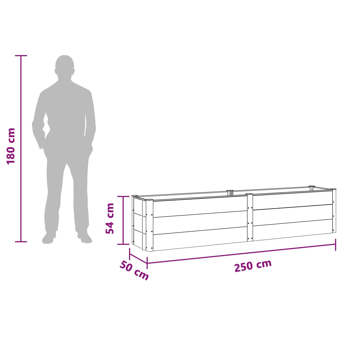 Garden Raised Bed Brown 250 x 50 x 54 cm