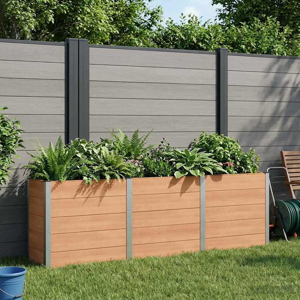 Garden Raised Bed Brown 300 x 50 x 91 cm WPC and Aluminium