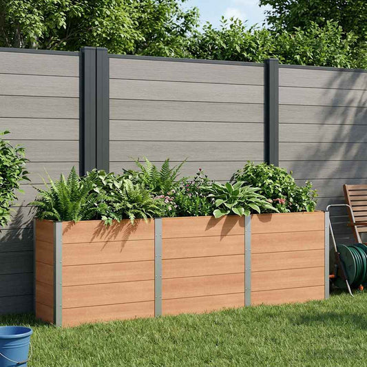 Garden Raised Bed Brown 300 x 50 x 91 cm WPC and Aluminium