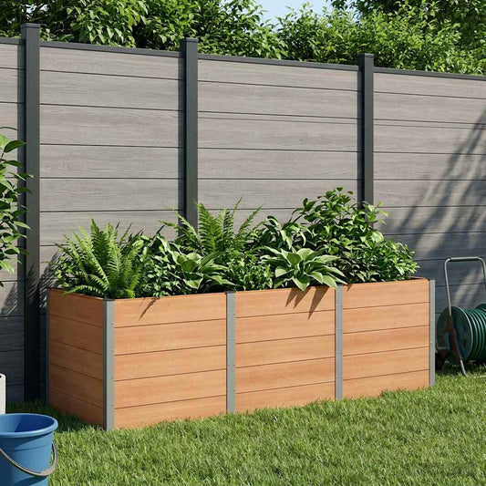 Garden Raised Bed Brown 300 x 100 x 91 cm WPC and Aluminium