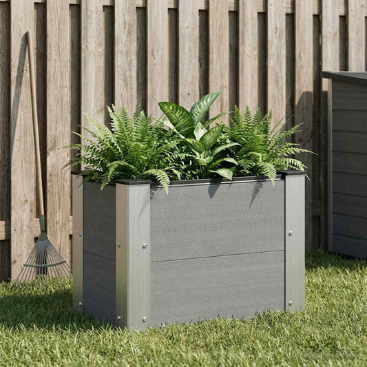 Garden Raised Bed Grey 50 x 30 x 36 cm WPC and Aluminium