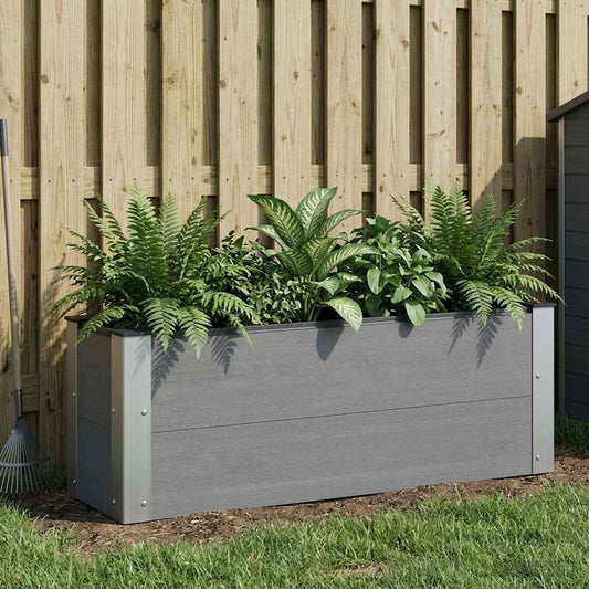 Garden Raised Bed Grey 100 x 30 36 cm WPC and Aluminium