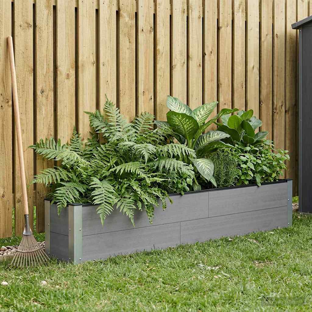 Garden Raised Bed Grey 200 x 30 x 36 cm WPC and Aluminium