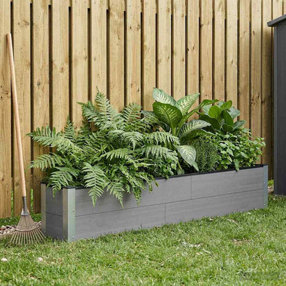 Garden Raised Bed Grey 200 x 30 x 36 cm WPC and Aluminium
