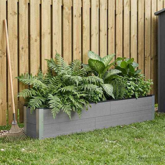 Garden Raised Bed Grey 200 x 30 x 36 cm WPC and Aluminium