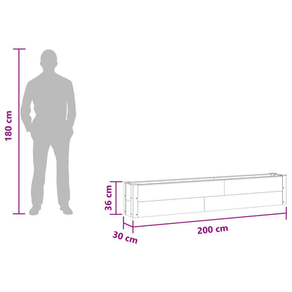 Garden Raised Bed Grey 200 x 30 x 36 cm