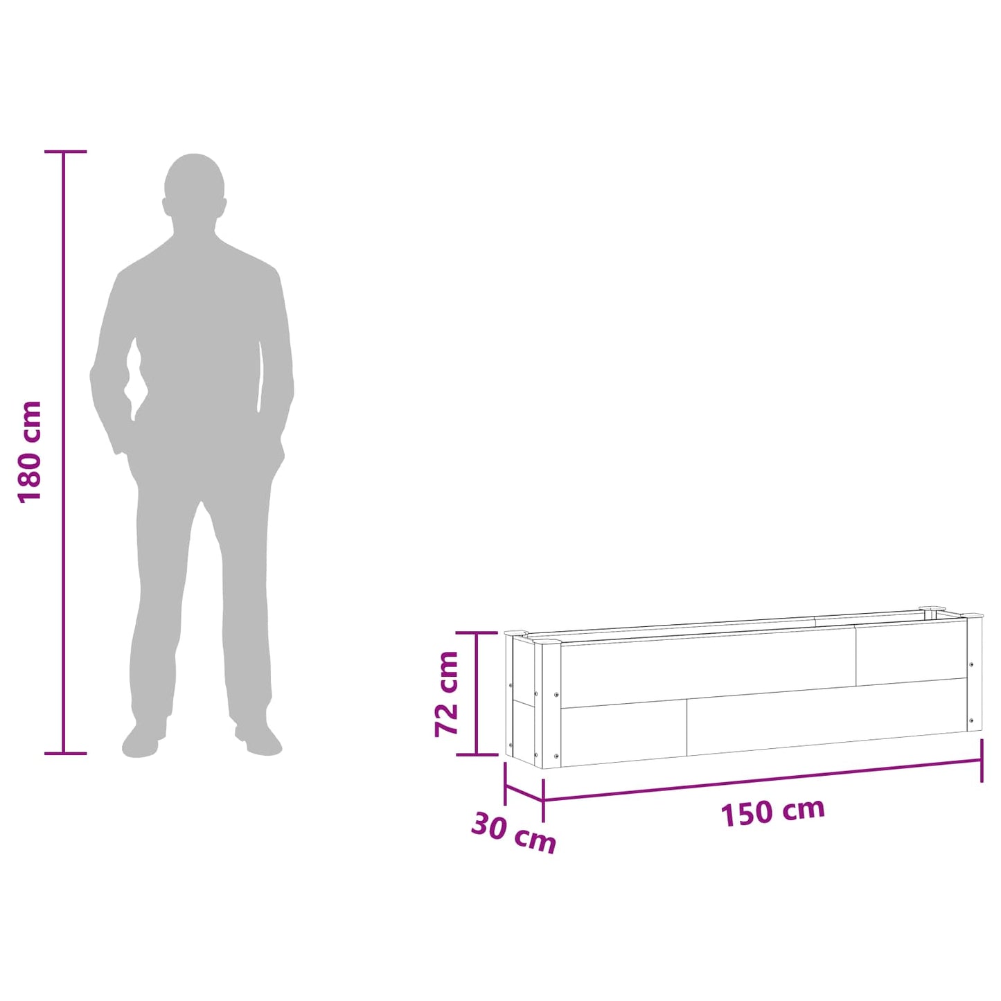 Garden Raised Bed Brown 150 x 30 x 36 cm