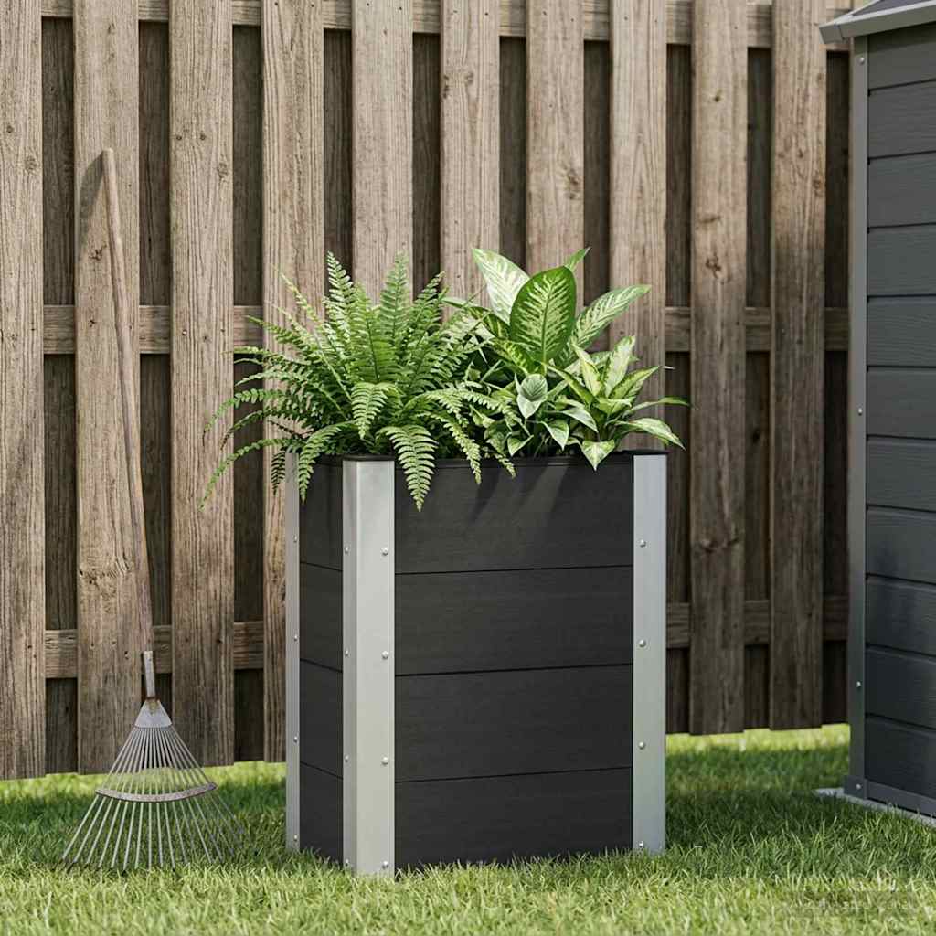 Garden Raised Bed Black 50 x 30 x 72 cm WPC and Aluminium