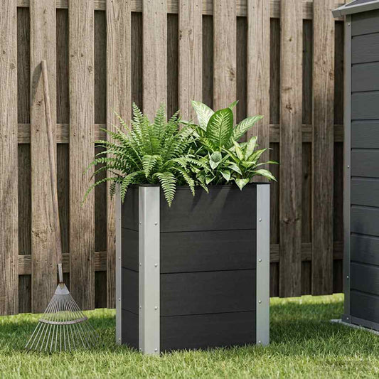 Garden Raised Bed Black 50 x 30 x 72 cm WPC and Aluminium