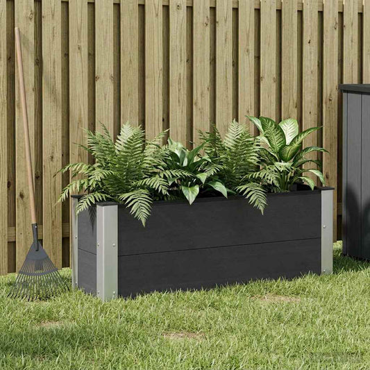 Garden Raised Bed Black 100 x 30 x 36 cm WPC and Aluminium