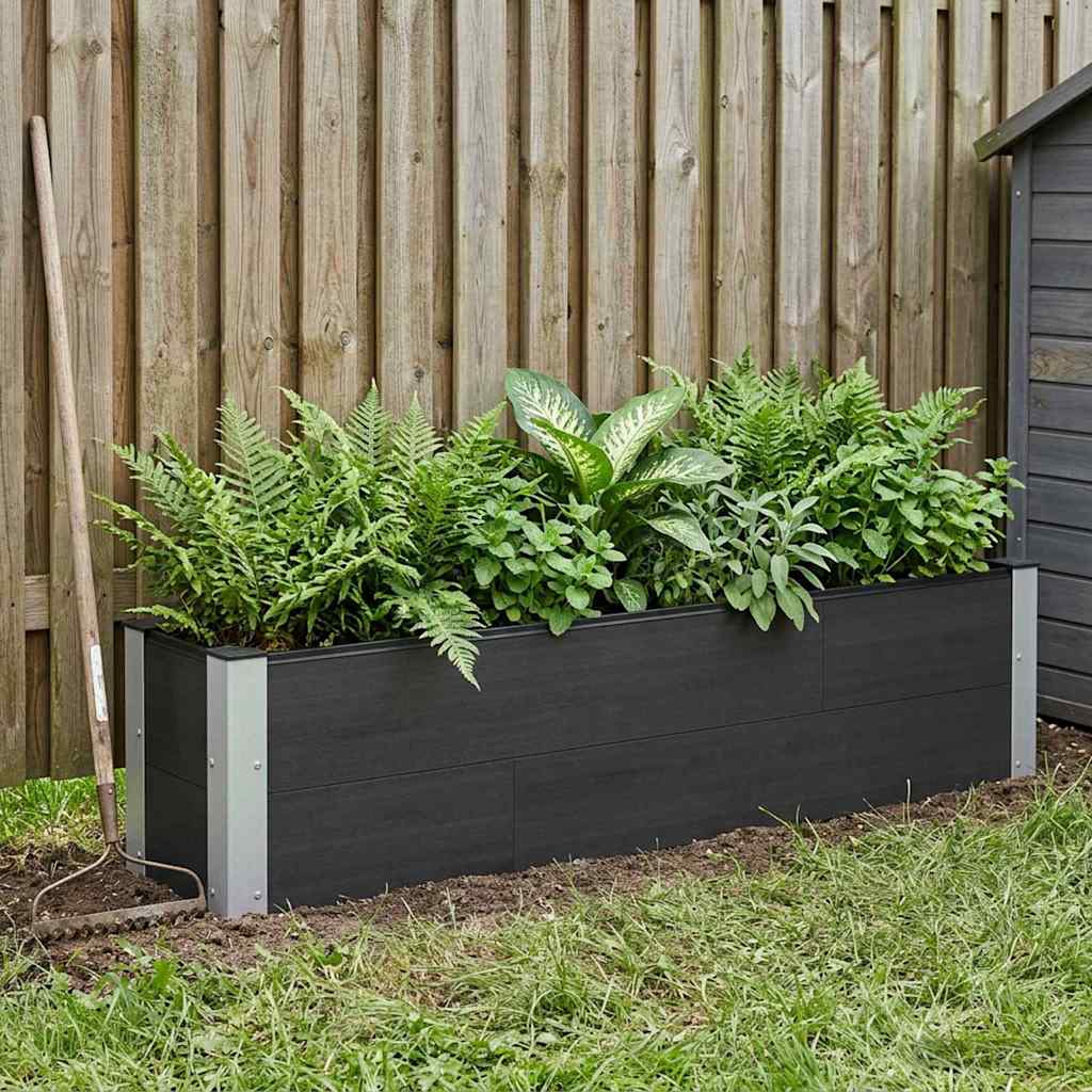 Garden Raised Bed Black 150 x 30 x 36 cm WPC and Aluminium