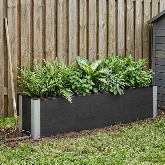 Garden Raised Bed Black 150 x 30 x 36 cm WPC and Aluminium