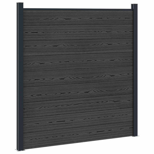 Fence Set 180 x 186 cm WPC and Aluminium Black
