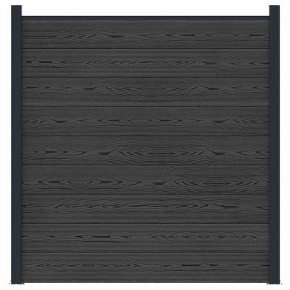 Fence Set 180 x 186 cm WPC and Aluminium Black