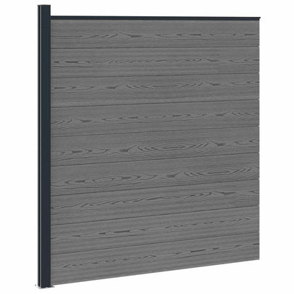 Fence Set 175 x 186 cm WPC and Aluminium Grey