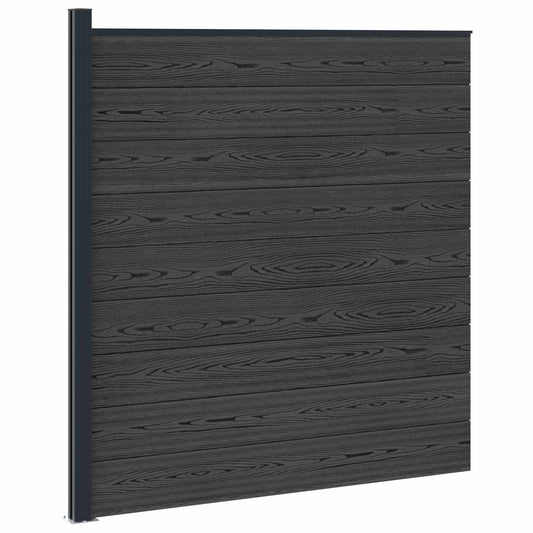 Fence Set 175 x 186 cm WPC and Aluminium Black