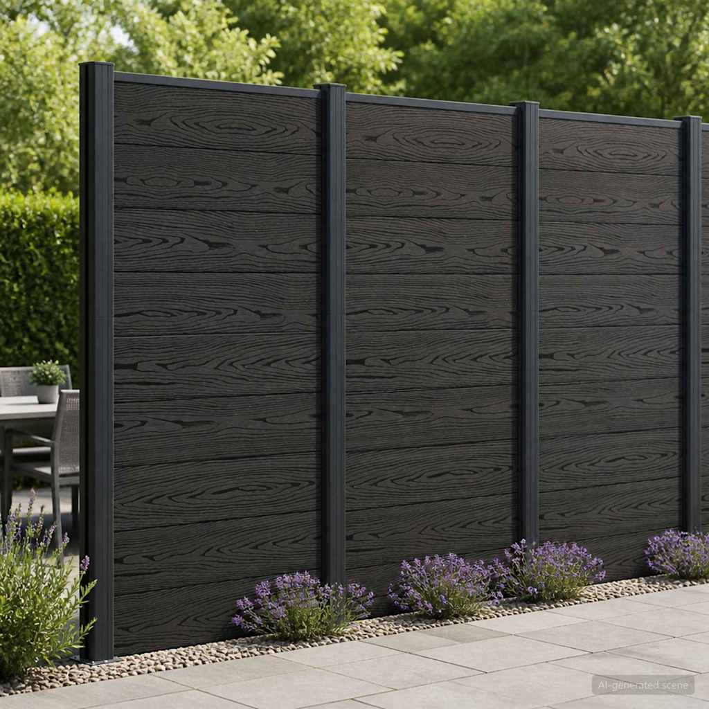 Fence Panel WPC and Aluminium Black