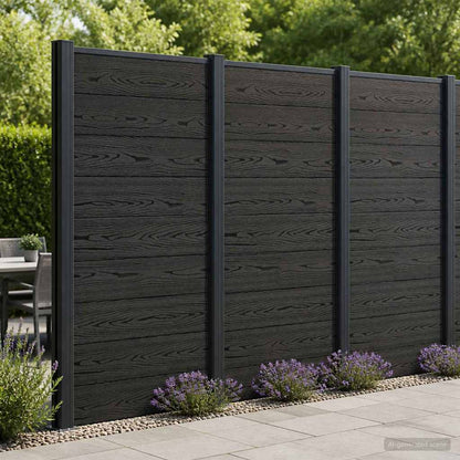 Fence Panel WPC and Aluminium Black