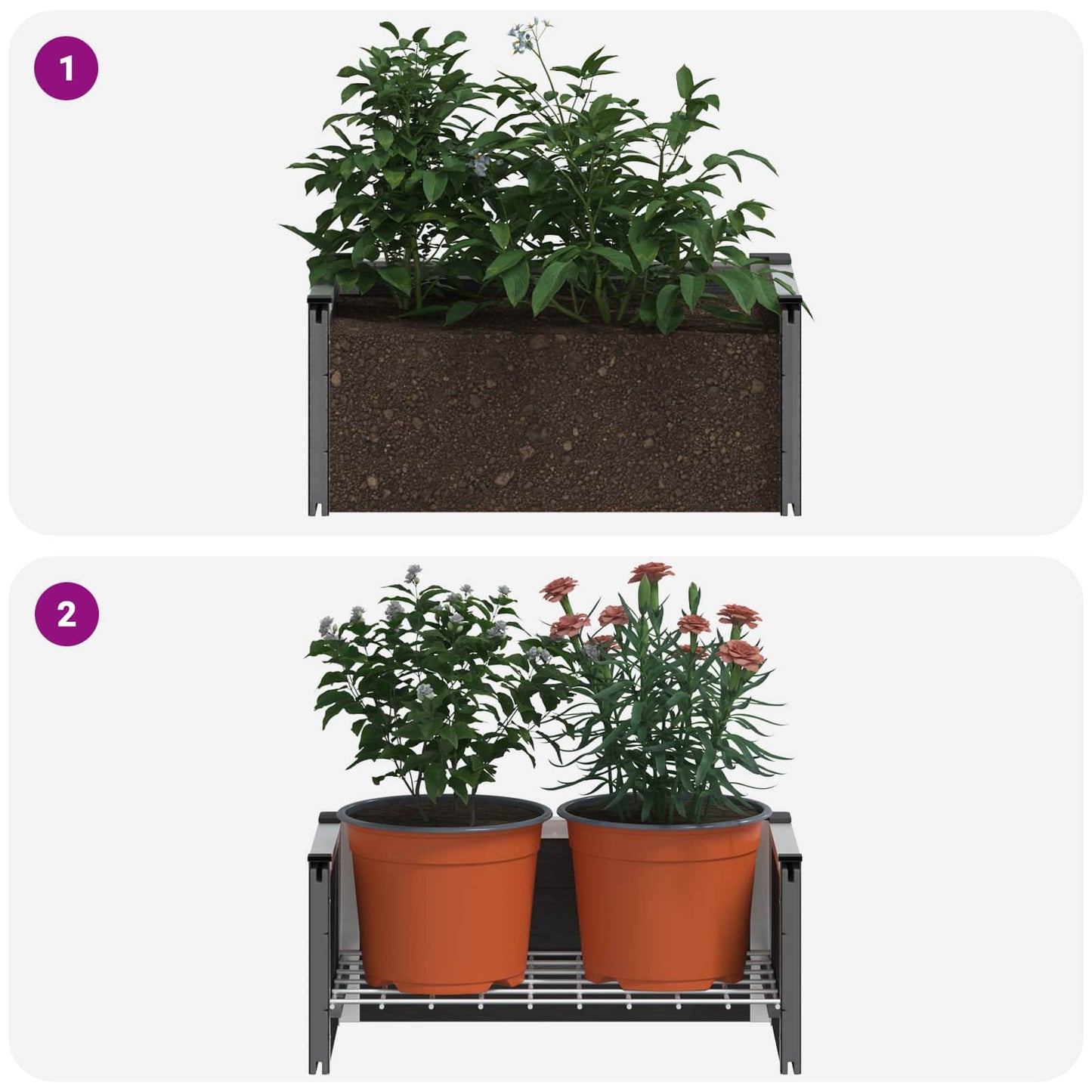 Garden Raised Bed Grey 50 x 30 x 22 cm WPC and Aluminium