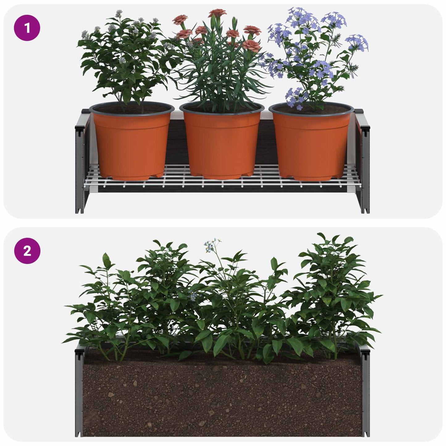 Garden Raised Bed Grey 75 x 30 x 22 cm WPC and Aluminium