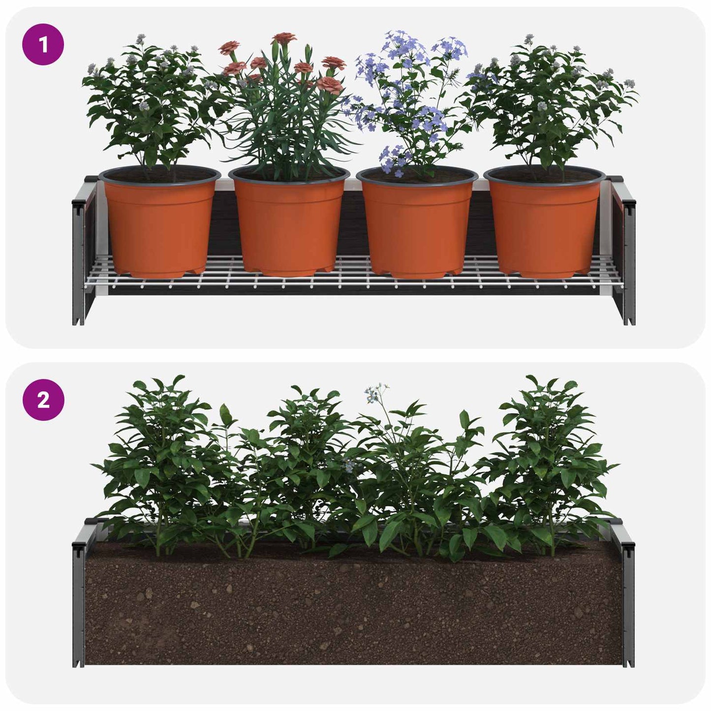 Garden Raised Bed Grey 100 x 30 x 22 cm WPC and Aluminium