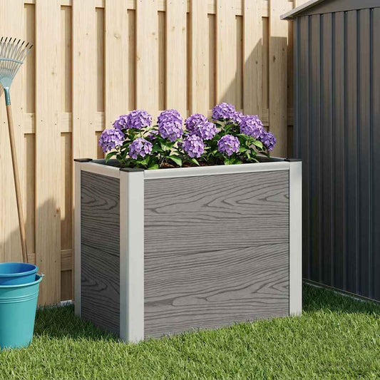 Garden Raised Bed Grey 50 x 30 x 42 cm WPC and Aluminium