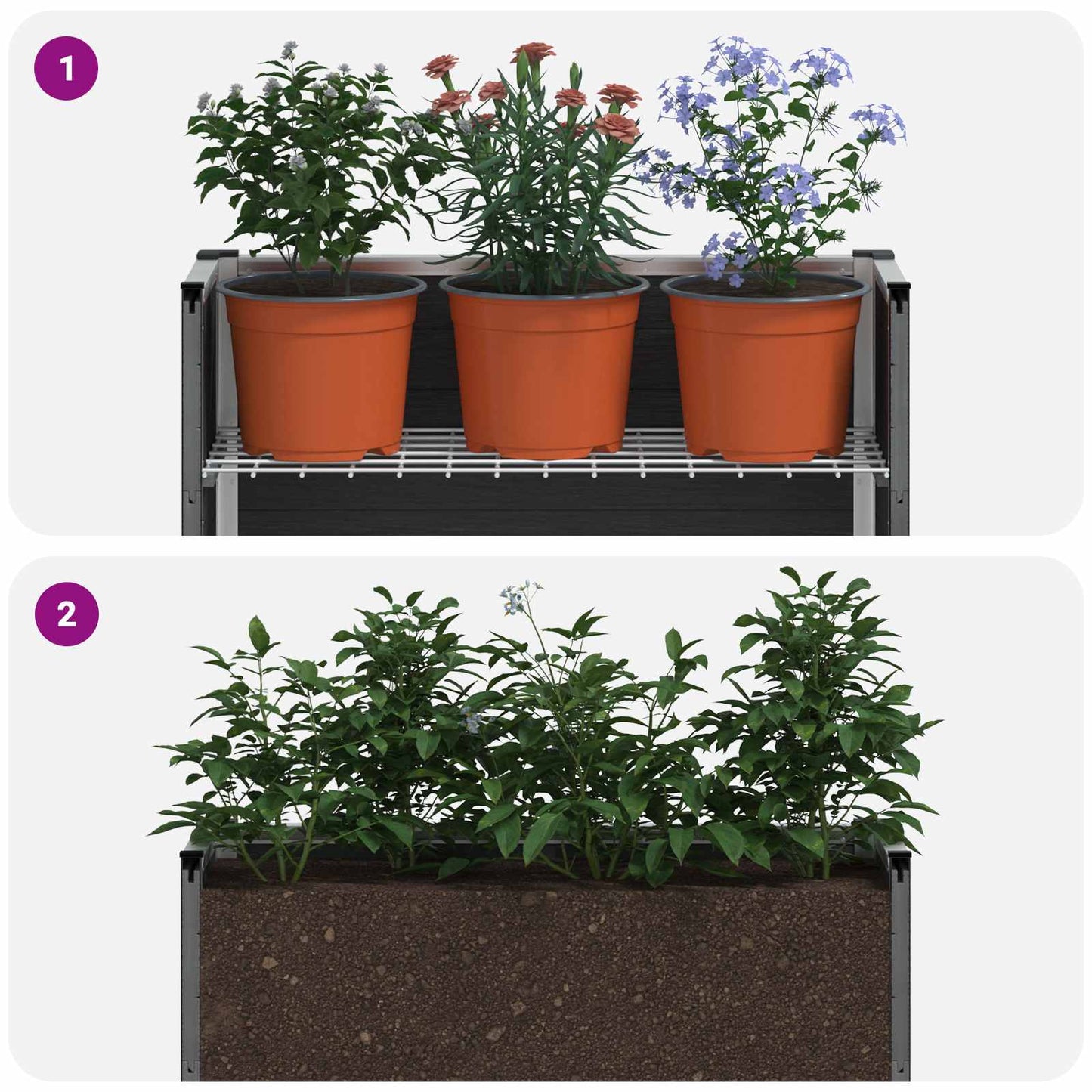 Garden Raised Bed Grey 50 x 30 x 22 cm WPC and Aluminium