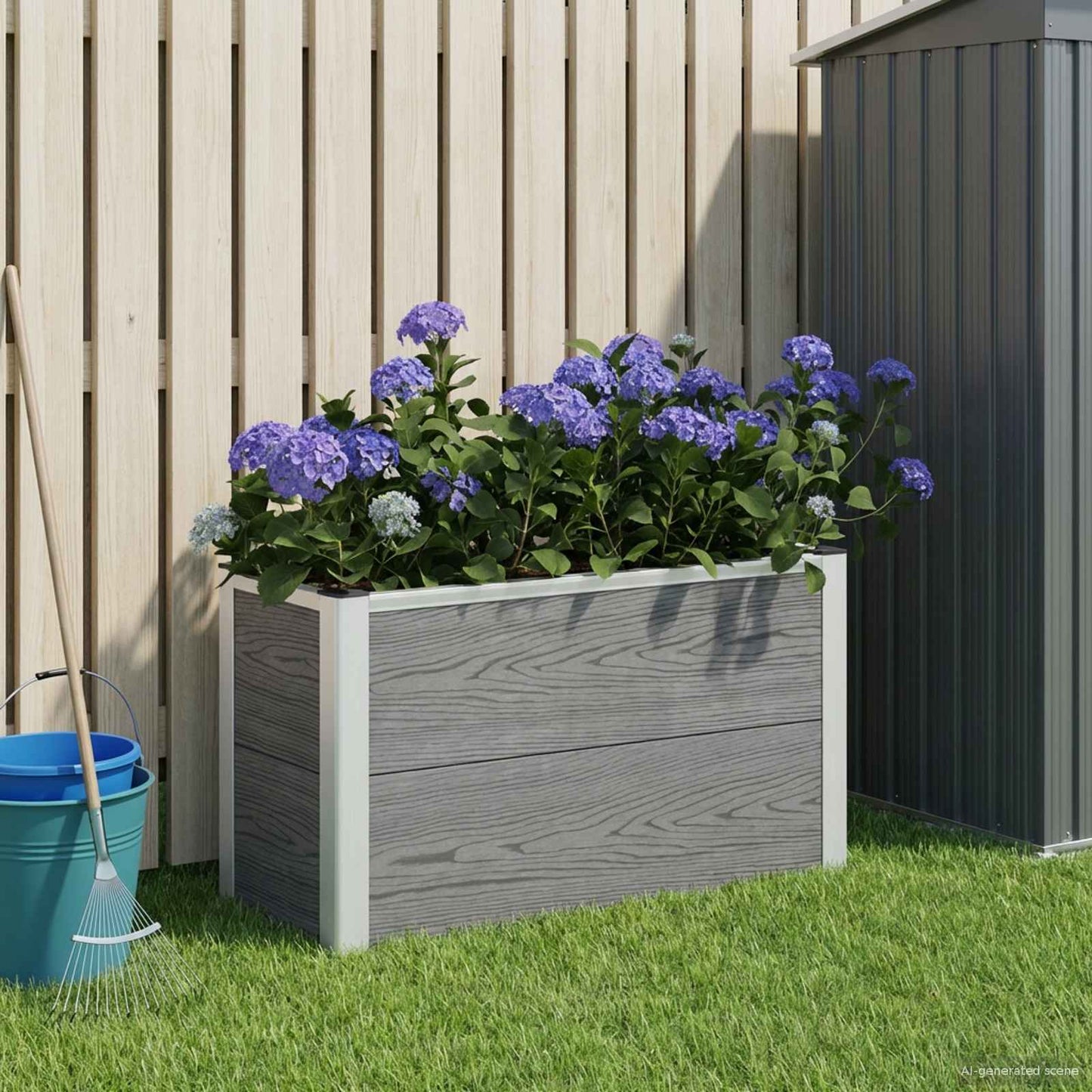 Garden Raised Bed Grey 75 x 30 x 22 cm WPC and Aluminium