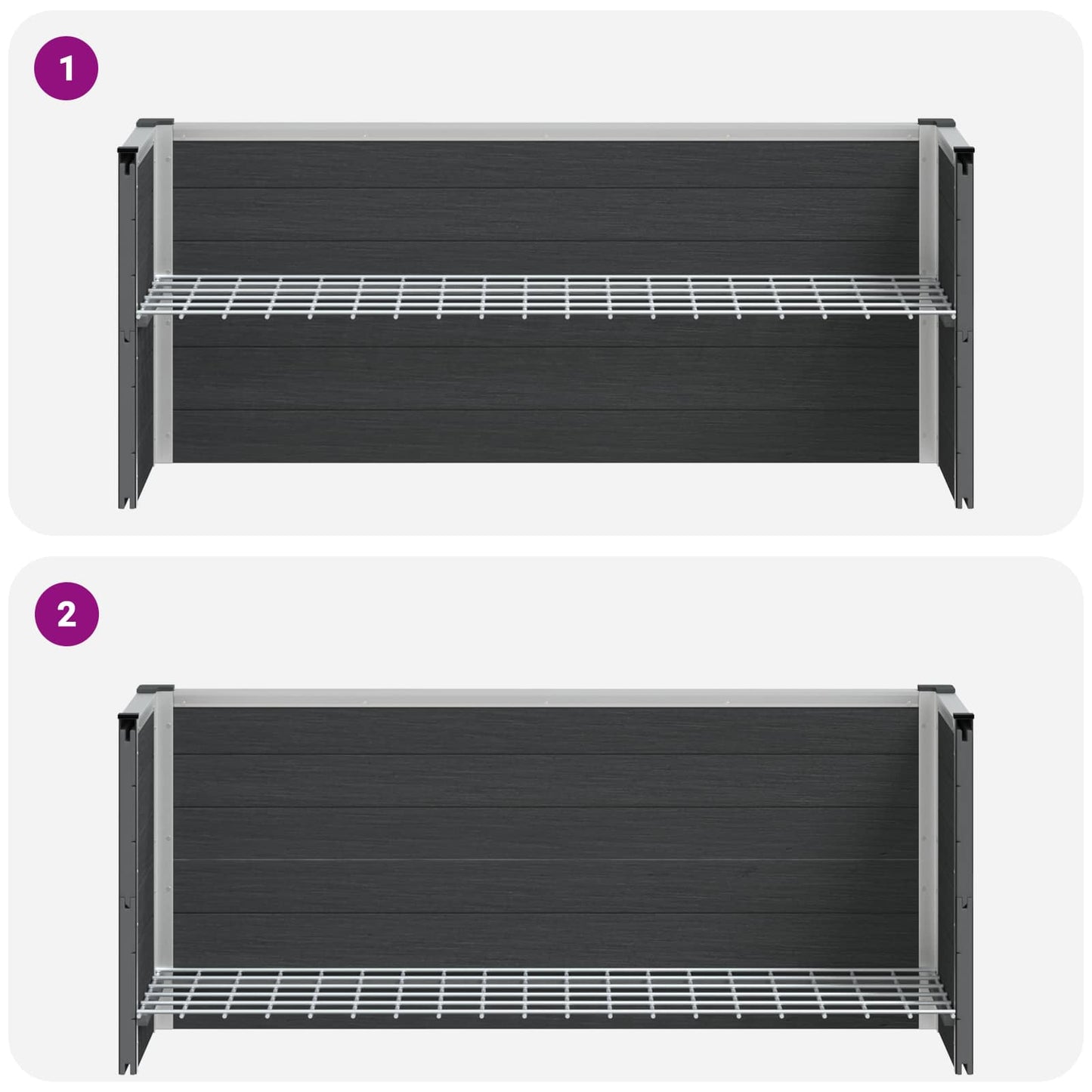 Garden Raised Bed Grey 100 x 30 x 22 cm WPC and Aluminium
