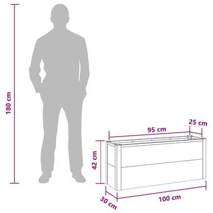 Garden Raised Bed Grey 100 x 30 x 22 cm WPC and Aluminium
