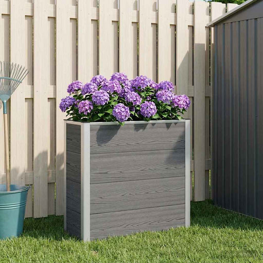 Garden Raised Bed Grey 75 x 30 x 82 cm WPC and Aluminium