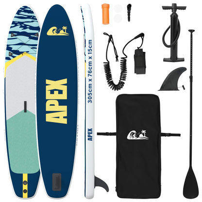 Inflatable Stand Up Paddle Board APEX 305 x 76 x 15 cm Blue for