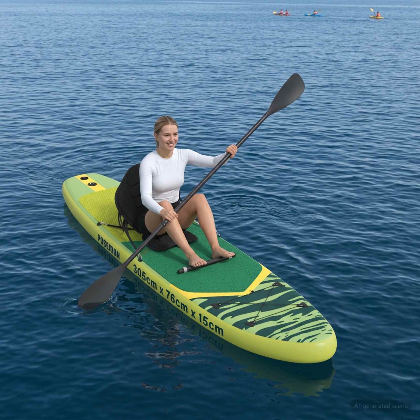 SUP Board with Seat 2-in-1 POSEIDON 305 x 76 x 15 cm Green for