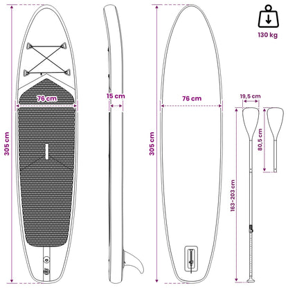 SUP Board with Seat 2-in-1 POSEIDON 305 x 76 x 15 cm Green for
