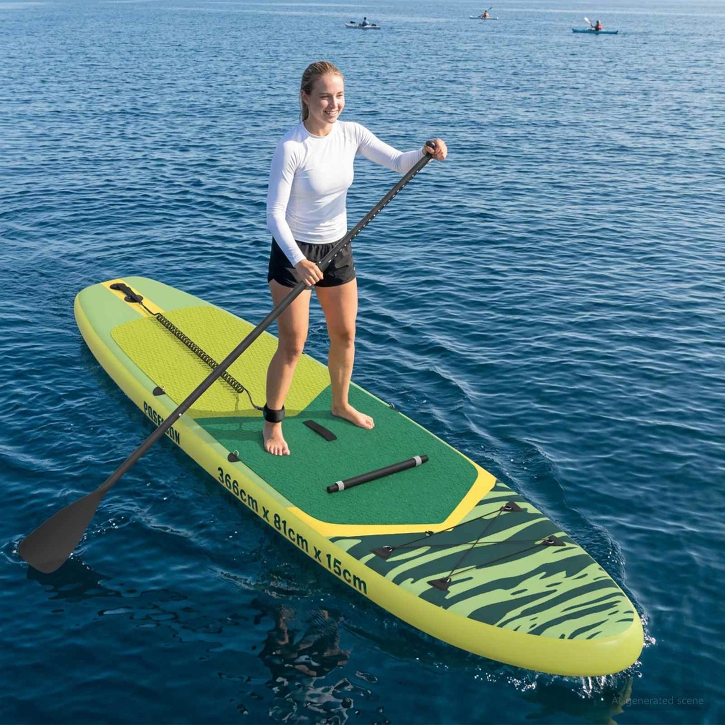 SUP Board with Seat 2-in-1 POSEIDON 366 x 81 x 15 cm Green for