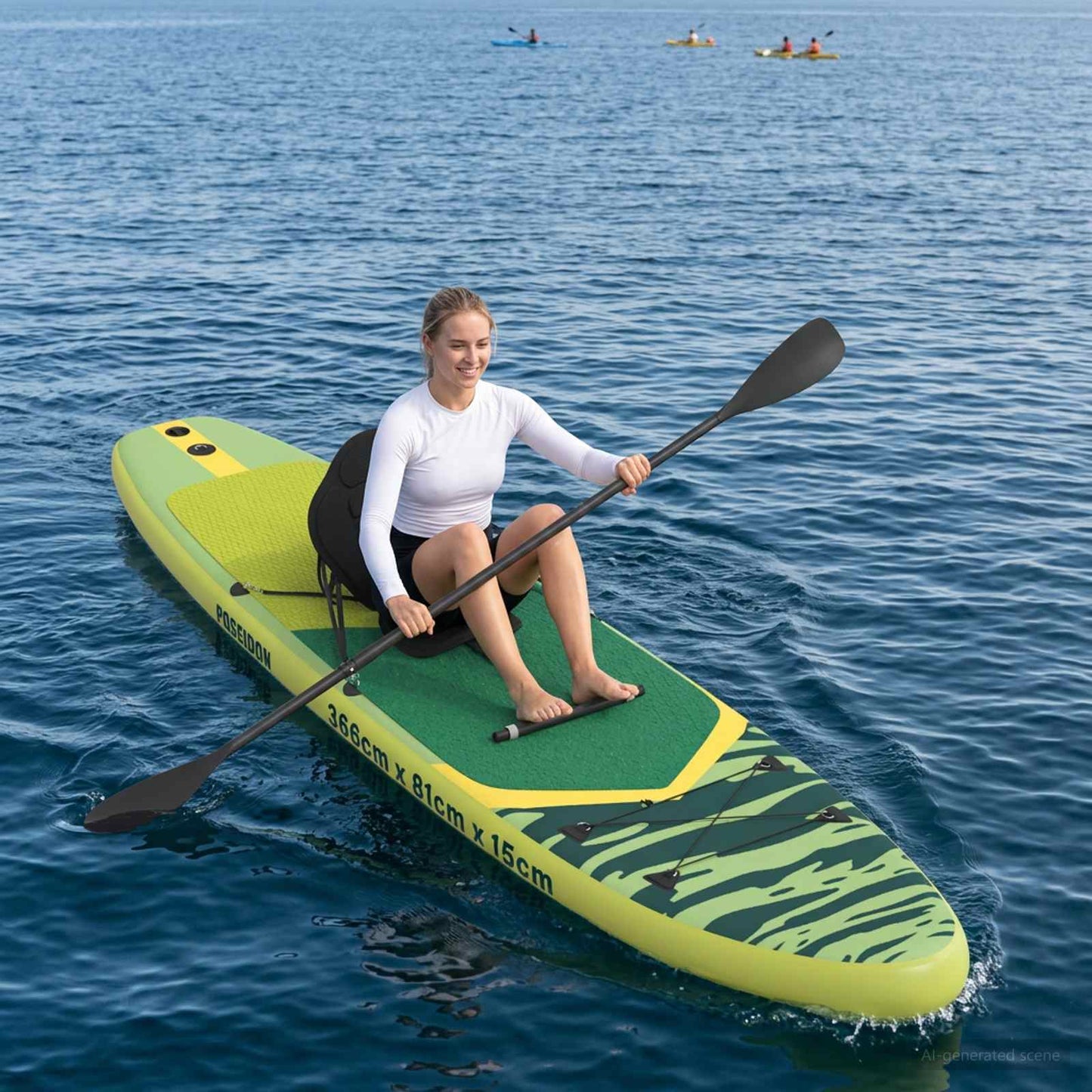SUP Board with Seat 2-in-1 POSEIDON 366 x 81 x 15 cm Green for