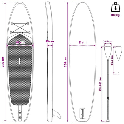 SUP Board with Seat 2-in-1 POSEIDON 366 x 81 x 15 cm Green for