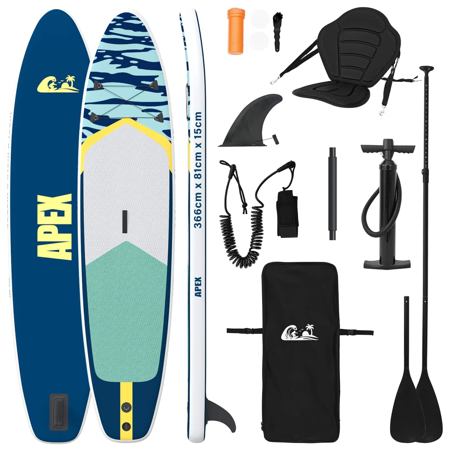 SUP Board with Seat 2-in-1 APEX 366 x 81 x 15 cm Blue for