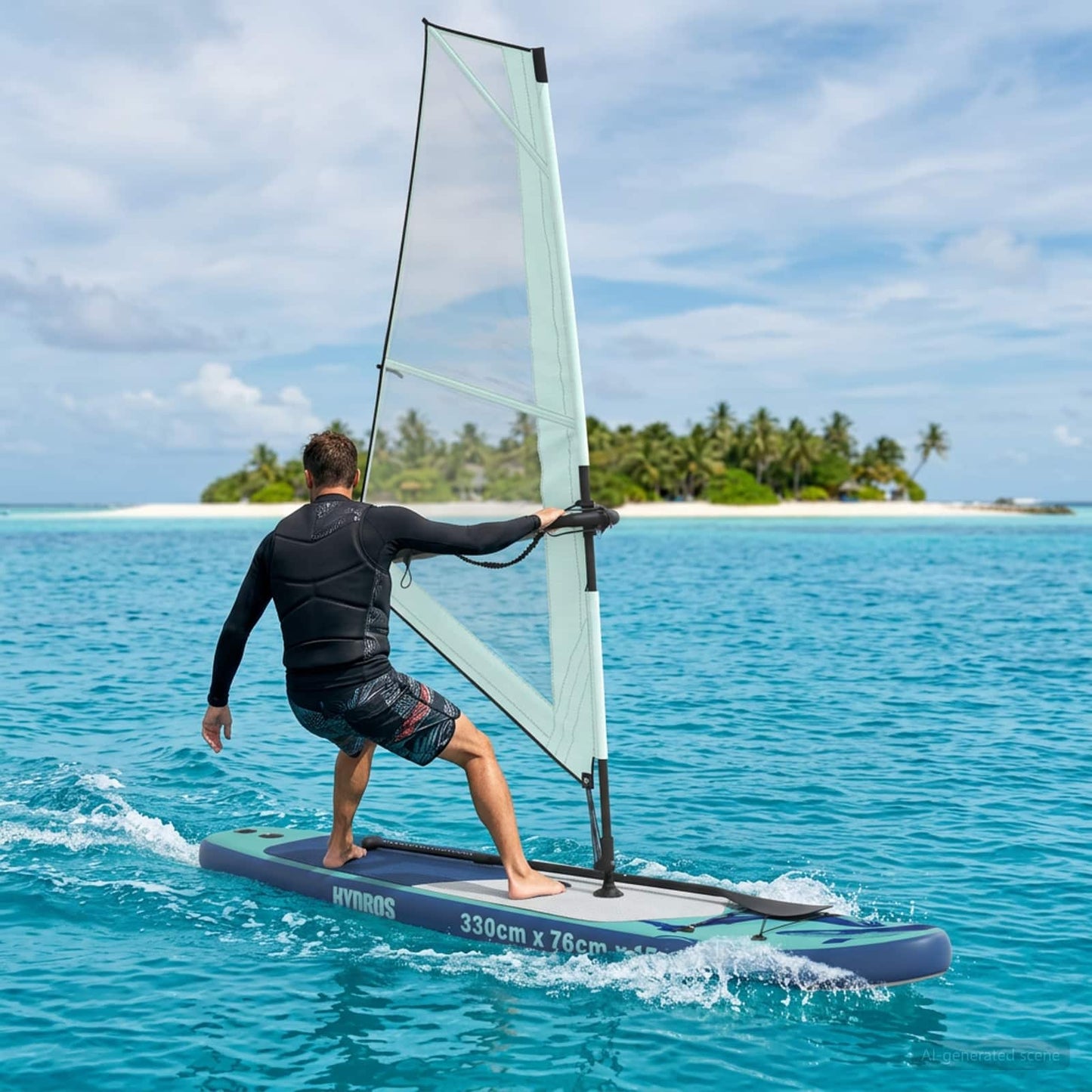 Inflatable SUP Board with Sail HYDROS 330 x 76 x 15 cm for