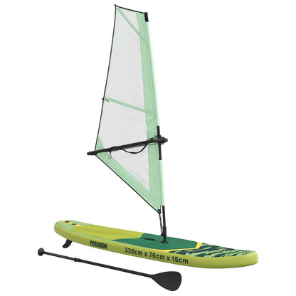 Inflatable SUP Board with Sail POSEIDON 330 x 76 x 15 cm Green