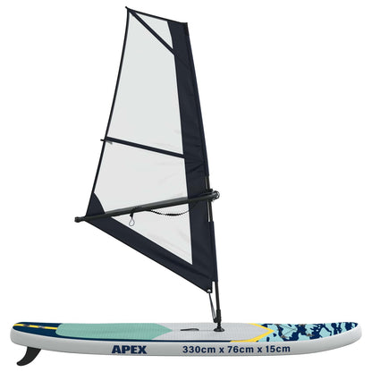 Inflatable SUP Board with Sail APEX 330 x 76 x 15 cm Blue for