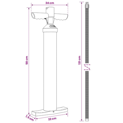 SUP Hand Pump with Gauge Black 24 x 7.5 x 58 cm PP