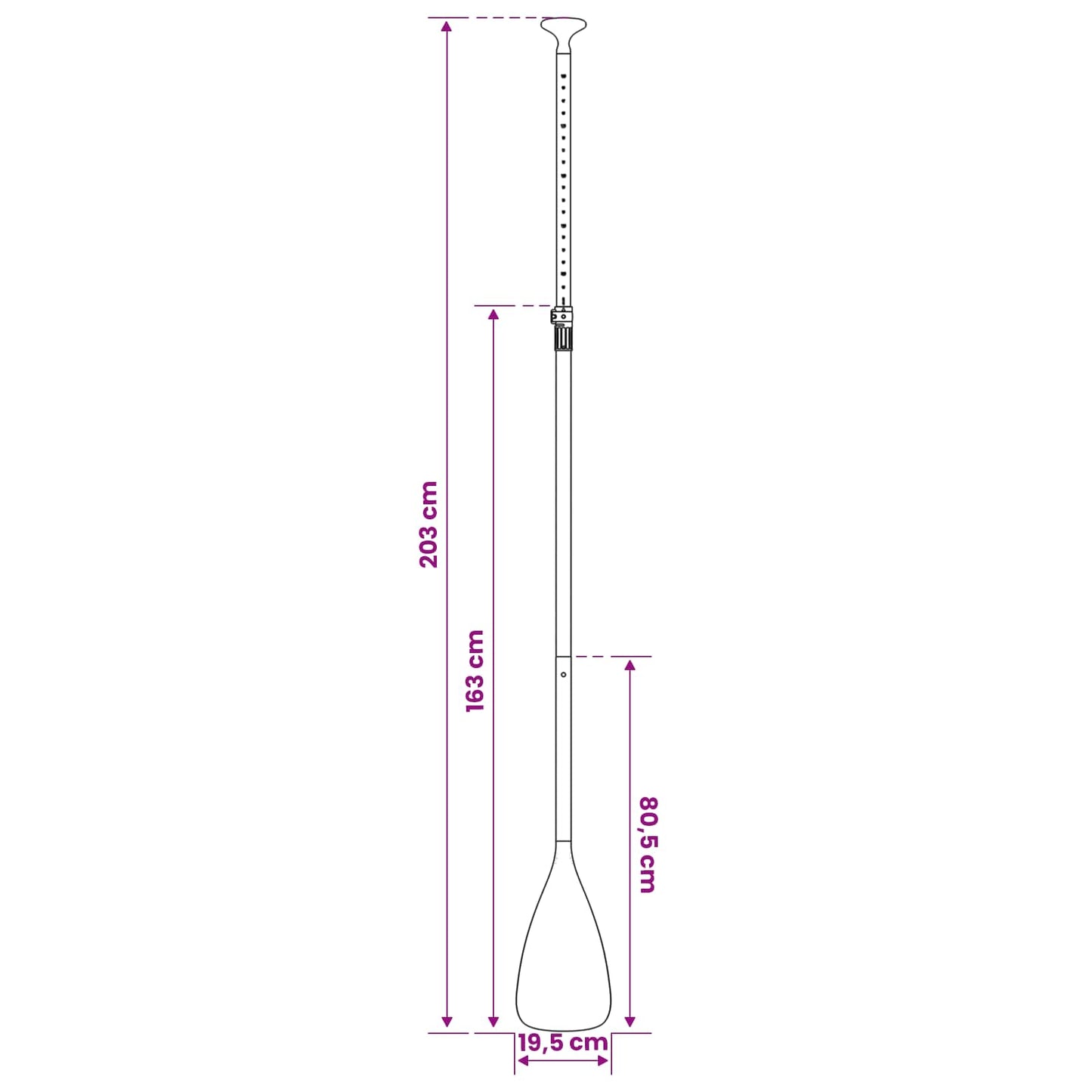 2 in 1 Kayak & SUP Paddle 203 x 19.5 cm Black