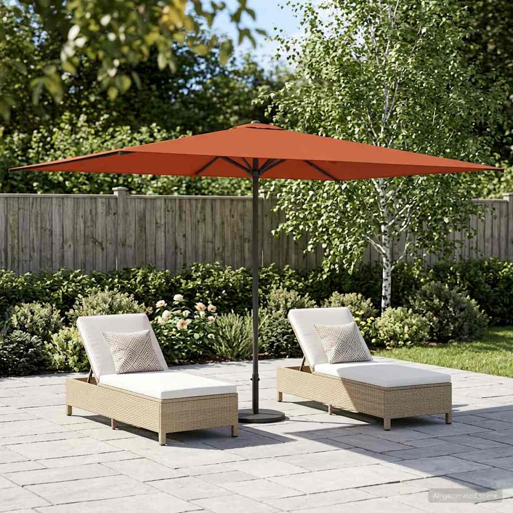 Garden Parasol 200 x 300 cm Polyester Rectangular Terracotta