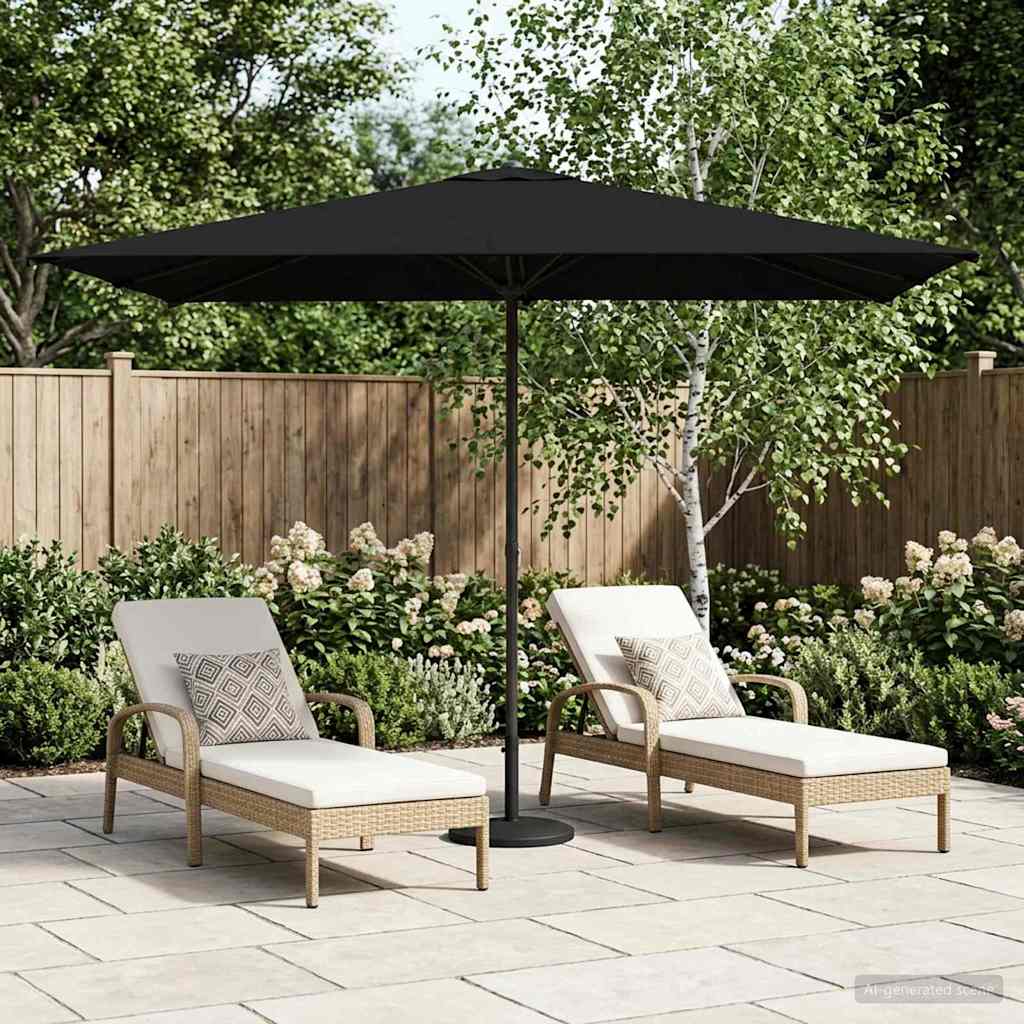 Garden Parasol 200 x 300 cm Polyester Rectangular Black